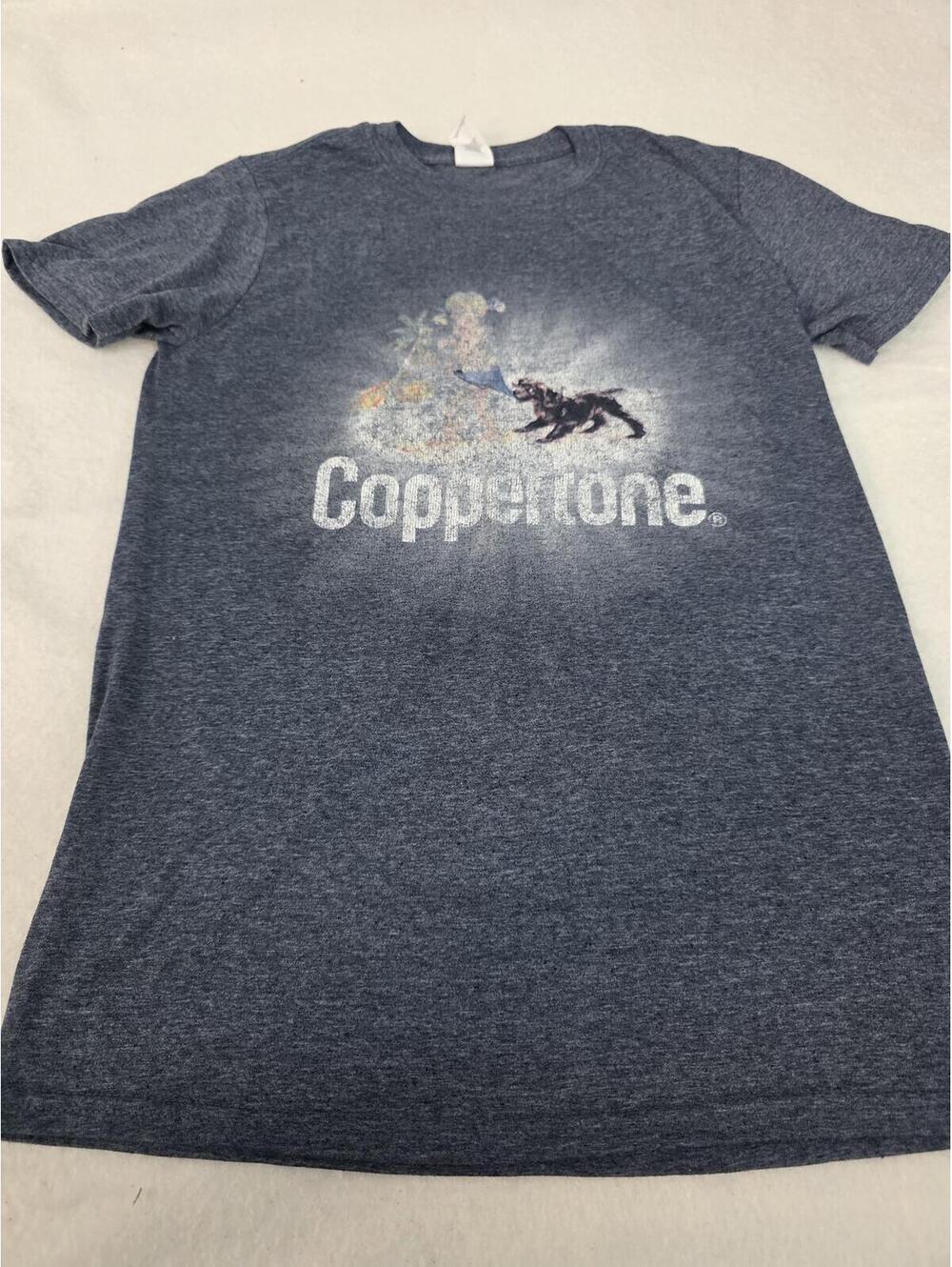 Coppertone Graphic Heathered Blue T-Shirt Size S